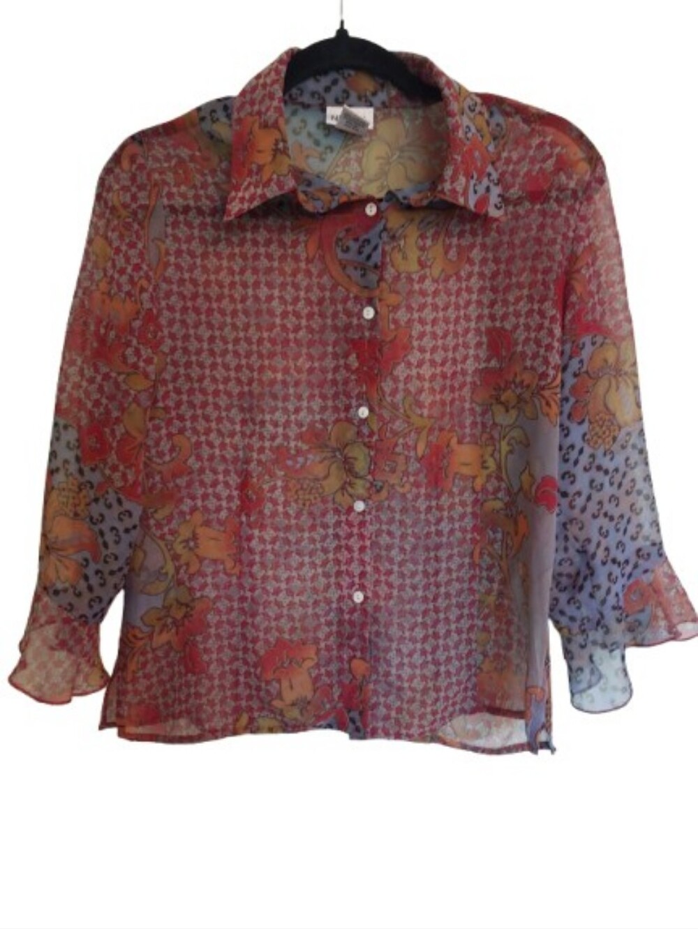NICOLA Sheer Floral Button-Down Blouse / Blouse Nicola Design Floral 💖